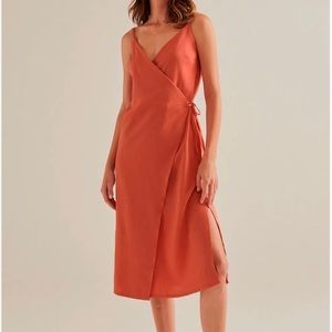 Yellow linen and viscose wrap dress (stock photos not actual color)